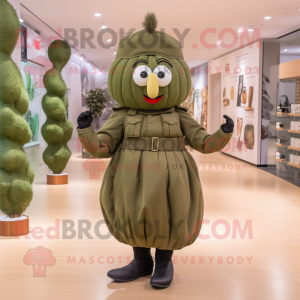 Olive Soldier maskot kostym...