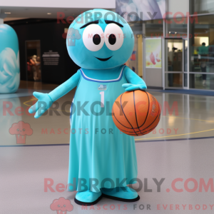 Teal Basketball Ball mascot...