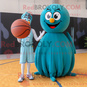 Teal Basketball Ball mascot...