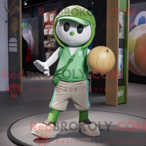 Green Juggle mascot costume...