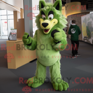 Lime Green Say Wolf mascot...