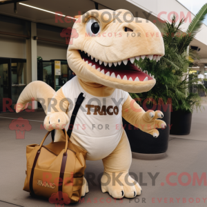 Cream T Rex maskot kostume...