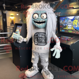 Hvid Zombie maskot kostume...