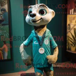 Teal Meerkat mascot costume...