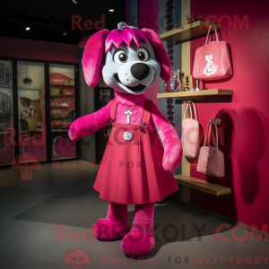 Magenta Dog mascot costume...