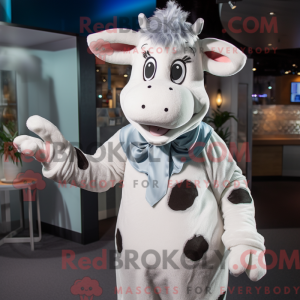 Sølv Holstein Cow maskot...