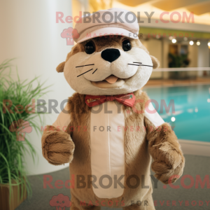 Cream Otter maskot kostume...