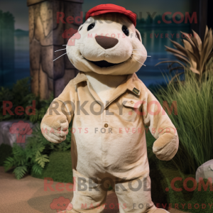 Cream Otter mascot costume...
