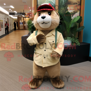 Cream Otter maskot kostume...