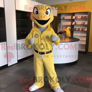 Gul Python maskot kostume...