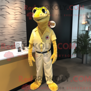 Gul Python maskot kostume...