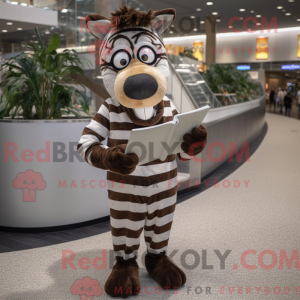 Brun Zebra maskot kostume...