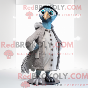Gray Peacock mascot costume...