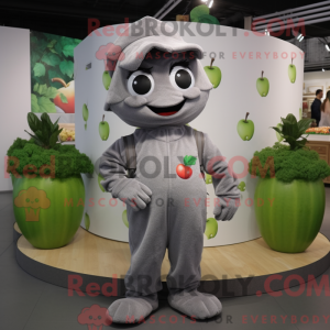 Gray Apple mascot costume...