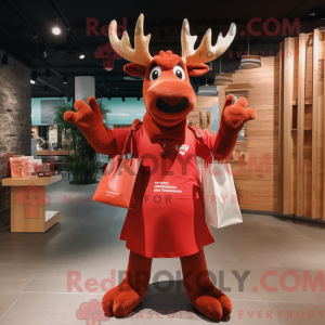 Red Moose mascot costume...