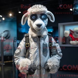Silver Sheep mascot costume...