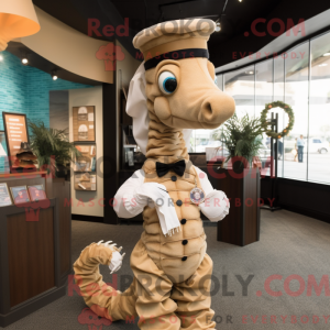 Tan Seahorse maskot kostume...