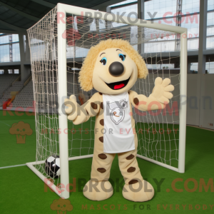 Beige Soccer Goal mascot...