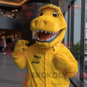 Yellow T Rex mascot costume...