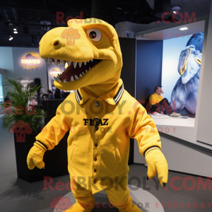 Yellow T Rex mascot costume...