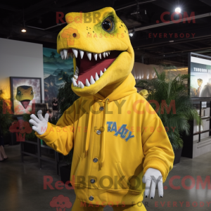 Gul T Rex maskot kostume...