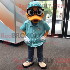 Teal Apricot mascot costume...