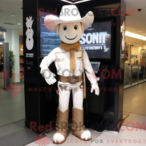 Hvit Cowboy maskot drakt...