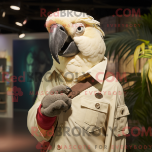 Cream Macaw maskot kostume...