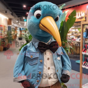 Teal Kiwi mascot costume...