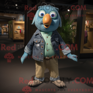 Teal Kiwi mascot costume...