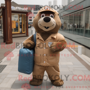 Brown Seal mascot costume...
