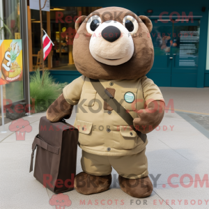 Brown Seal maskot kostume...
