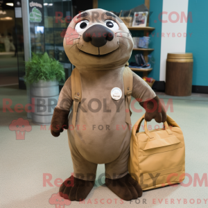 Brown Seal mascot costume...