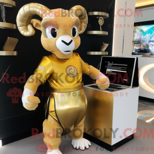 Gold Ram mascot costume...