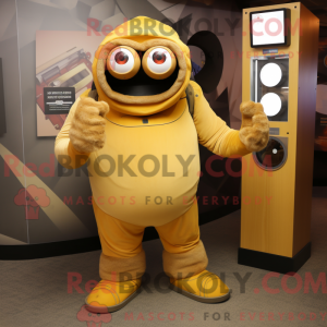 Gold Cyclops maskot kostume...