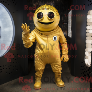 Gold Cyclops maskot kostume...