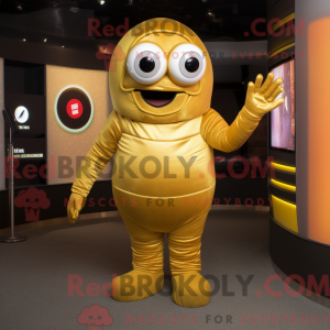 Gold Cyclops maskot kostume...