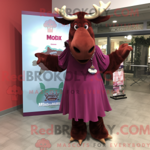 Maroon Moose maskot kostume...