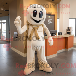 Tan Ghost maskot kostume...