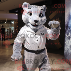 Silver Puma mascot costume...