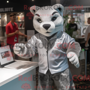 Silver Puma mascot costume...