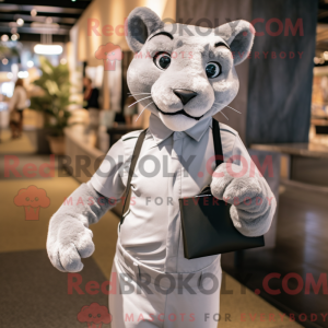 Silver Puma mascot costume...