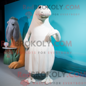 Hvid Hvalros maskot kostume...