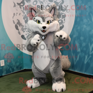 Gray Lynx mascot costume...