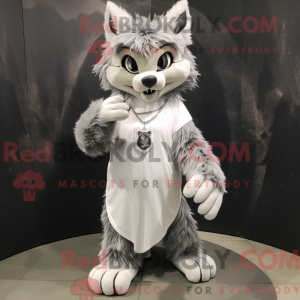 Gray Lynx mascot costume...