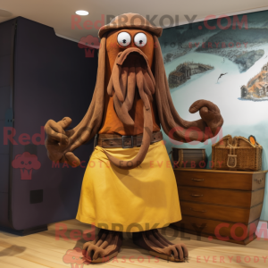 Brown Kraken mascot costume...
