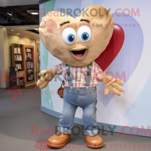 Tan Heart maskot kostume...