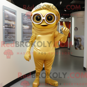 Gold Cyclops maskot kostume...