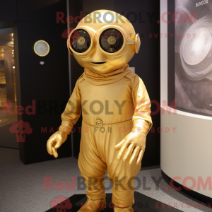 Gold Cyclops maskot kostume...