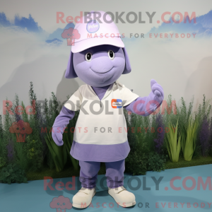 Lavender Cod mascot costume...